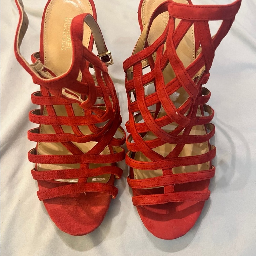 MK stiletto red sandals. Good condition. Size 8